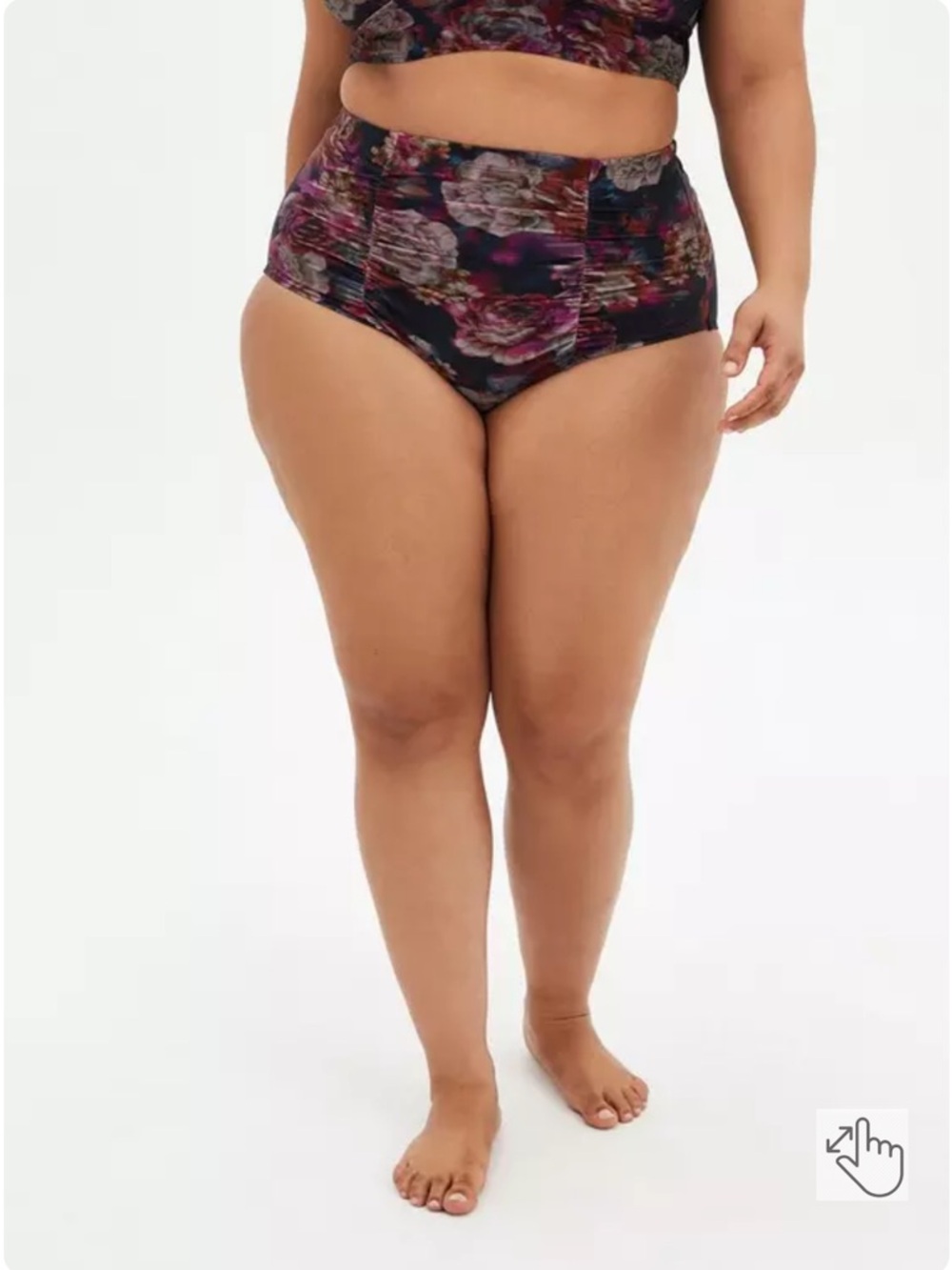 Torrid Ruched dark Rose Floral High-Waist Briefs - Plus Size, 2x